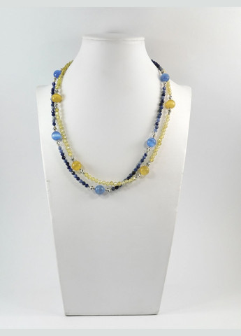 Эксклюзивные бусы "Храбрая" Содалит, Циркон, Кошачий глаз, 2-рядный Fursa fashion (322444543)