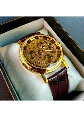 Часы Мужские Механические Золотистые Gold Brown Seli Winner (392702015)