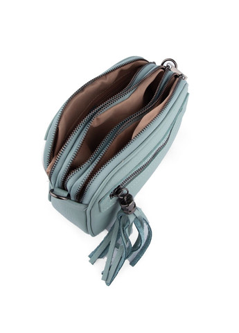 Сумка женская кожаная кросбоди на 3 отделения 03901 голубая Virginia Conti (325666562)