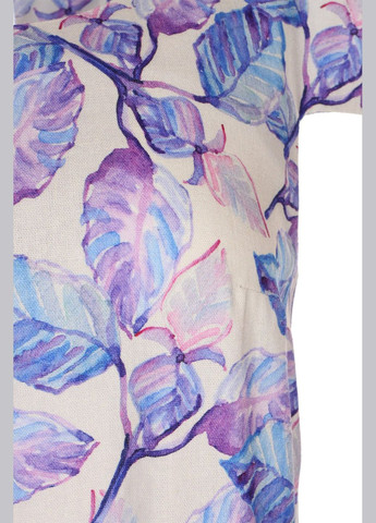 Фиолетовое повседневный платье прямое в сиреневые листья (ll216251371) LadyLike