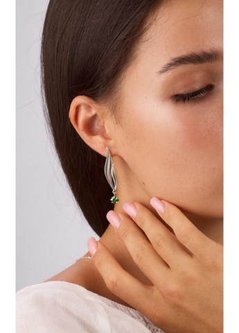 Серьги серебряные Вербочка Emerald 925 Zirkon Skifska Etnika (364203077)