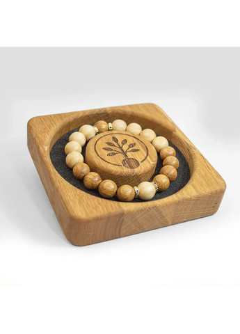 Браслет Інь-Янь із деревини Дуба та світлого Ясеня на зап'ястя 19 см Treelure (372474638)