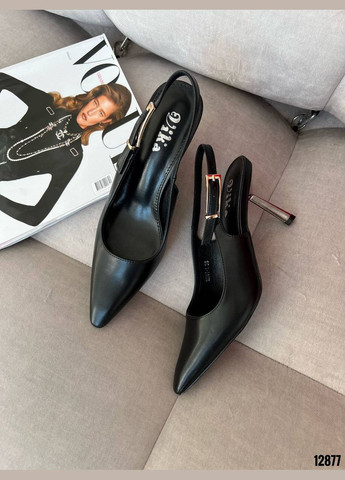 No Brand Туфлі жіночі чорні з еко-шкіри на підборах 7,5 см чорний з, — (332196859)