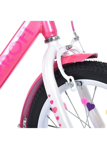 Детский велосипед 16 дюймов для девочек двухколесный с дополнительными колесами и звонком PROF1 (368759297)