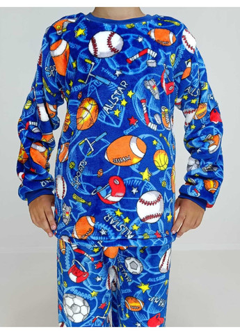 Синяя зимняя пижама детская зимняя мячики 158 синяя (59078494-5) Triko