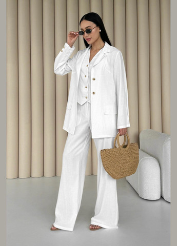 Белый женский классический женский жакет белого цвета Jadone Fashion однотонный - летний