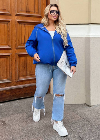 Базова повсякденна демісезонна жата вітровка на блискавці з капюшоном та прикрашена кантом Tik-Tak (363058283}