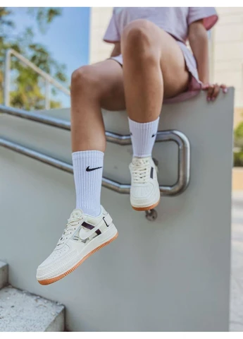 КРОССОВКИ ЖЕНСКИЕ NIKE AIR FORCE 1 TYPE 354 IVORY BROWN НАЙК АИР ФОРС 1 ПРЕМИУМ No Brand бежевые демисезоны (368859744)