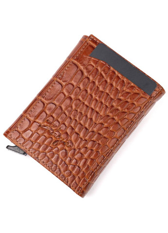 Візитниця з натуральної фактурної шкіри під крокодила коричневий 20986 Karya (362418418)