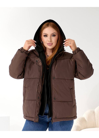Темно-коричневая зимняя женский зимний пуховик No Brand