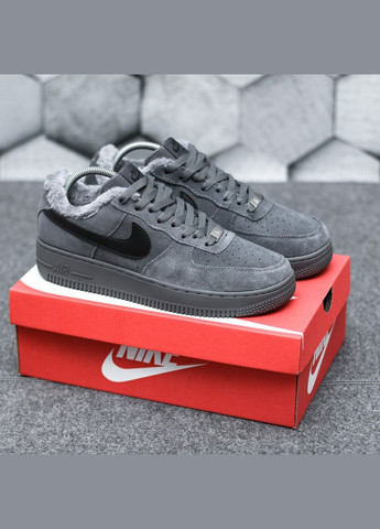 Сірі Зимовий кросівки зимові чоловічі і жіночі nike air force 1 winter low gray fur | найк аір форс 1 низькі сірі з хутром No Brand