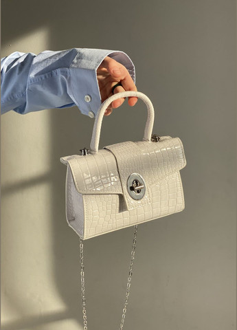 Женская сумка 305 кросс-боди рептилия через плечо белая No Brand (292631160)