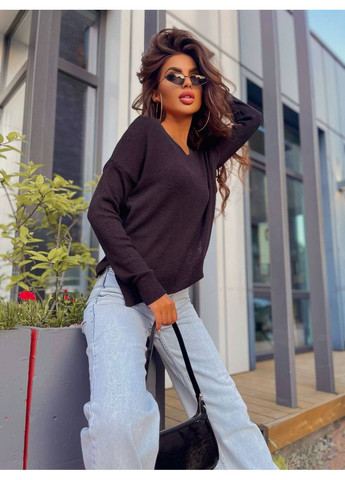 Черный демисезонный 🖤 базовый оверсайз свитер из мягкой вязки – идеальный комфорт на каждый день! размерная сетка в описании Vione