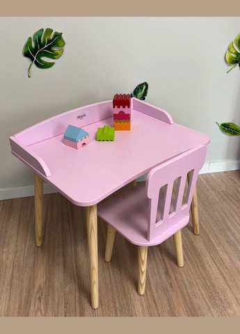 Столик розовый с бортиком и стульчик решетка с круглыми ножками No Brand (334012920)