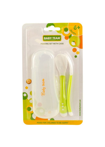 Дитячий набір для годування 6105_зелений (виделочка та ложечка) в футлярі Baby Team (322841188)