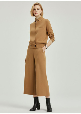 Жіночий осінній трикотажний брючний костюм Темно-бежевий Number Nine (363261718)