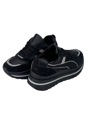 Черные кроссовки женские комбинированные черные 50813-1 No Brand