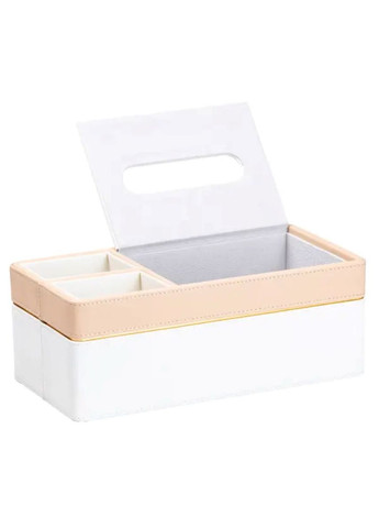 Салфетница-органайзер из эко-кожи 3 отделения 27*14*'10 см Белый с бежевым HP9190 TS Kitchen (370707627)