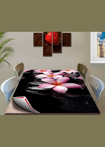 Покрытие для стола, мягкое стекло с фотопринтом, Цветы на камнях 60 х 100 см (1 мм) МСПБfl10842 Декоинт (278288031)