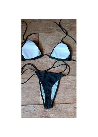 Черный летний купальник бикини раздельный с мягкой чашкой на завязках xs-s голубой No Brand