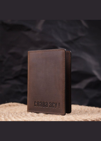 Добротная обложка на военный билет из винтажной кожи Слава ЗСУ 16751 Коричневая Grande Pelle (331907180)