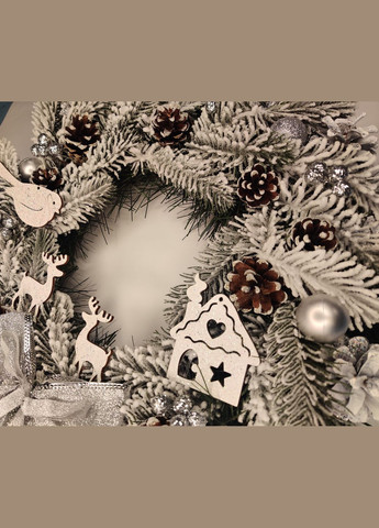 Різдвяний новорічний вінок 40см. з Натуральним декором Святковий для інтер'єру, дверей, столу в Фірмовій упаковці Vela (273469375)