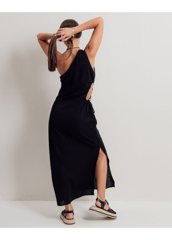 Чорна кежуал сукня довга льон Lavysh