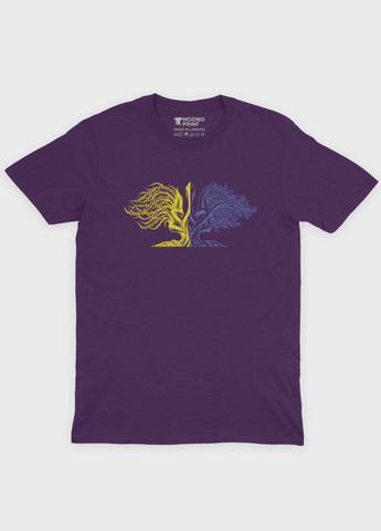 Фіолетова чоловіча футболка з патріотичним принтом гербтризуб (ts001-1-dby-005-1-026) Modno