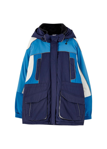 Комбинированная куртка зима,синий-голубой-белый, Pull & Bear