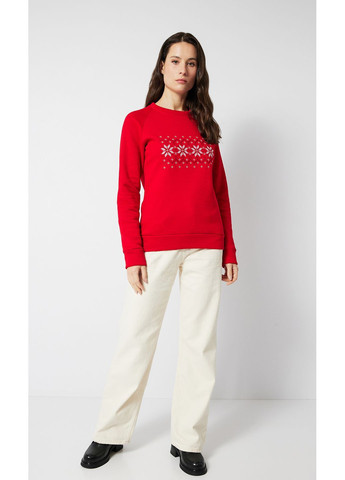 Красный женский свитшот с вышивкой vishivano4ka 0015 геометрический вышивка (369003733)