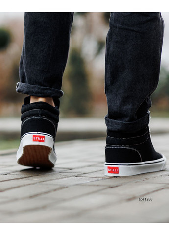 Черно-белые зимние кеды winter city v2 black white Stilli