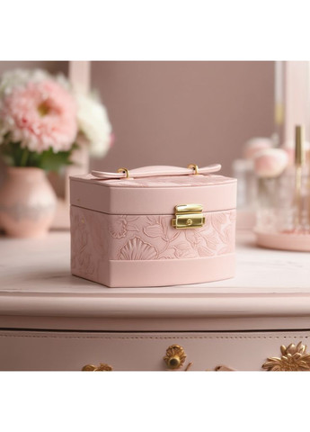 Скринька для прикрас 3-х ярусна із замком 11.5х11.5х11.5 см рожевий Yiwu (365062242)