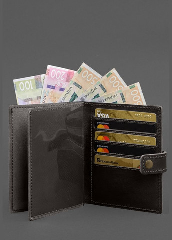 Кожаный переплет-портмоне на паспорт с гербом Украины 25.1 темно-коричневый (A-028676) BlankNote (328961480)