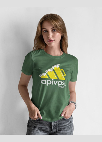 Хаки (оливковая) летняя футболка женская буде 2000339 хаки с коротким рукавом Mishe Apivas