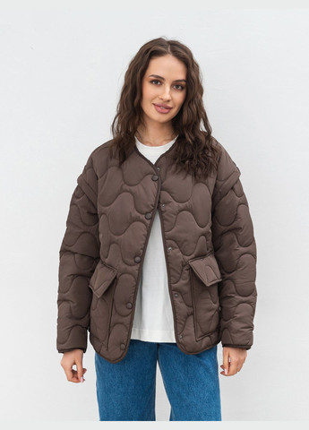 Коричневая демисезонная куртка-жилет Romashka Буффало