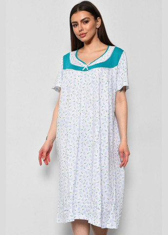 Нічна сорочка жіноча батальна білого кольору з квітковим принтом Let's Shop (289843234)