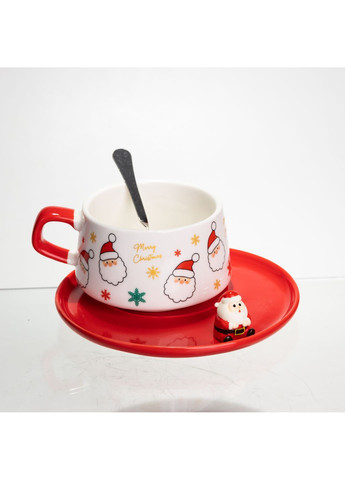 Чашка для латте-арту порцелянова Merry Christmas 250 мл з блюдцем FM-CS-10A No Brand (368641483)