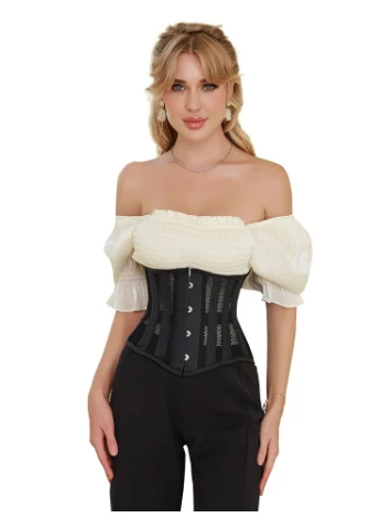 Корсет із сітки Steel Bones Grid Corsets з гачками і шнурівкою, чорний, (без коробки) Star Night (361670728)