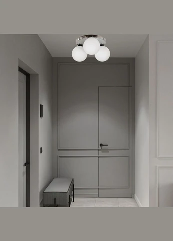 Срібна стельова люстра з кулями (56-XPR150F-3 CR+WH) No Brand (370070389)