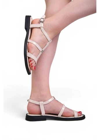 Бежевые босоножки женские лаковые бежевые 351134 Fashion