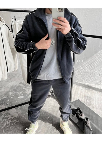 Графітовий зимній чоловічий теплий костюм. турецький двосторонній фліс полар,туреччина,штани та кофта на блискавці Україна