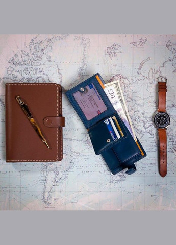Портмоне мужское кожаное Leonardo Black/Cobalt (PM102 BLK/BLUE) Visconti (324265352)