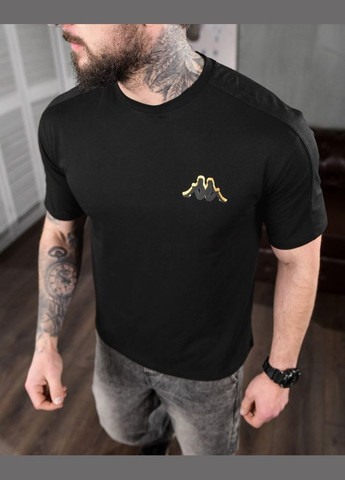 Черная стильная мужская футболка черная Kappa