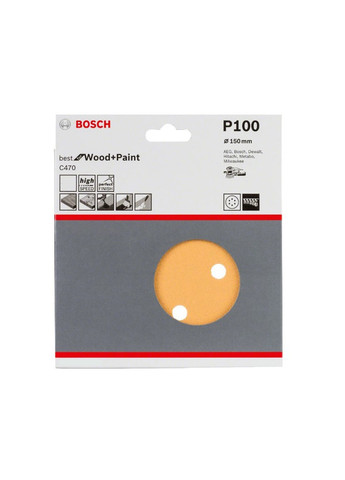Шлифлист бумажный (150 мм, P100, 6 отверстий) шлифбумага шлифовальный диск (21166) Bosch (266817314)