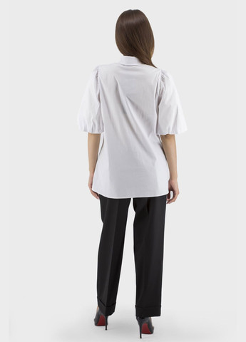 Біла жіноча класична блуза з воланами, рукавами ліхтариками, ґудзиками verda (, ), 36101 No Brand