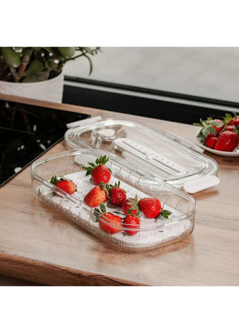 Контейнер для їжі пластиковий 32.5х17.5х6 см харчовий контейнер з індикатором дати 1 л Білий HP-27-7 (A-034180) Yiwu (352769591)