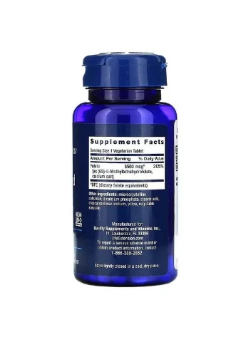 Високоактивний оптимізований фолат Optimized Folate Life Extensions 8500 мкг DFE 30 таблеток Life Extension (361119265)