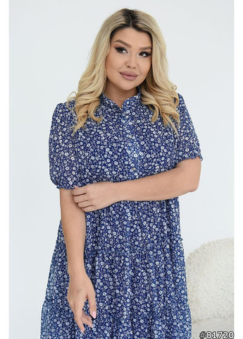 Синя вільна сукня на гудзиках Fashion