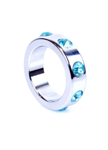 Ерекційне кільце Boss Series Metal Cock Ring with Light Blue Diamonds Medium No Brand (303887363)