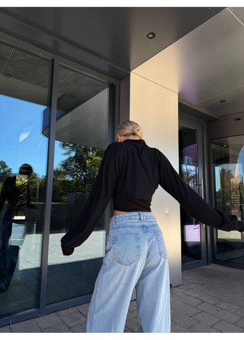 Жіночий кроп-топ 2-ка із вирізом та довгими рукавами Україна (352193343)